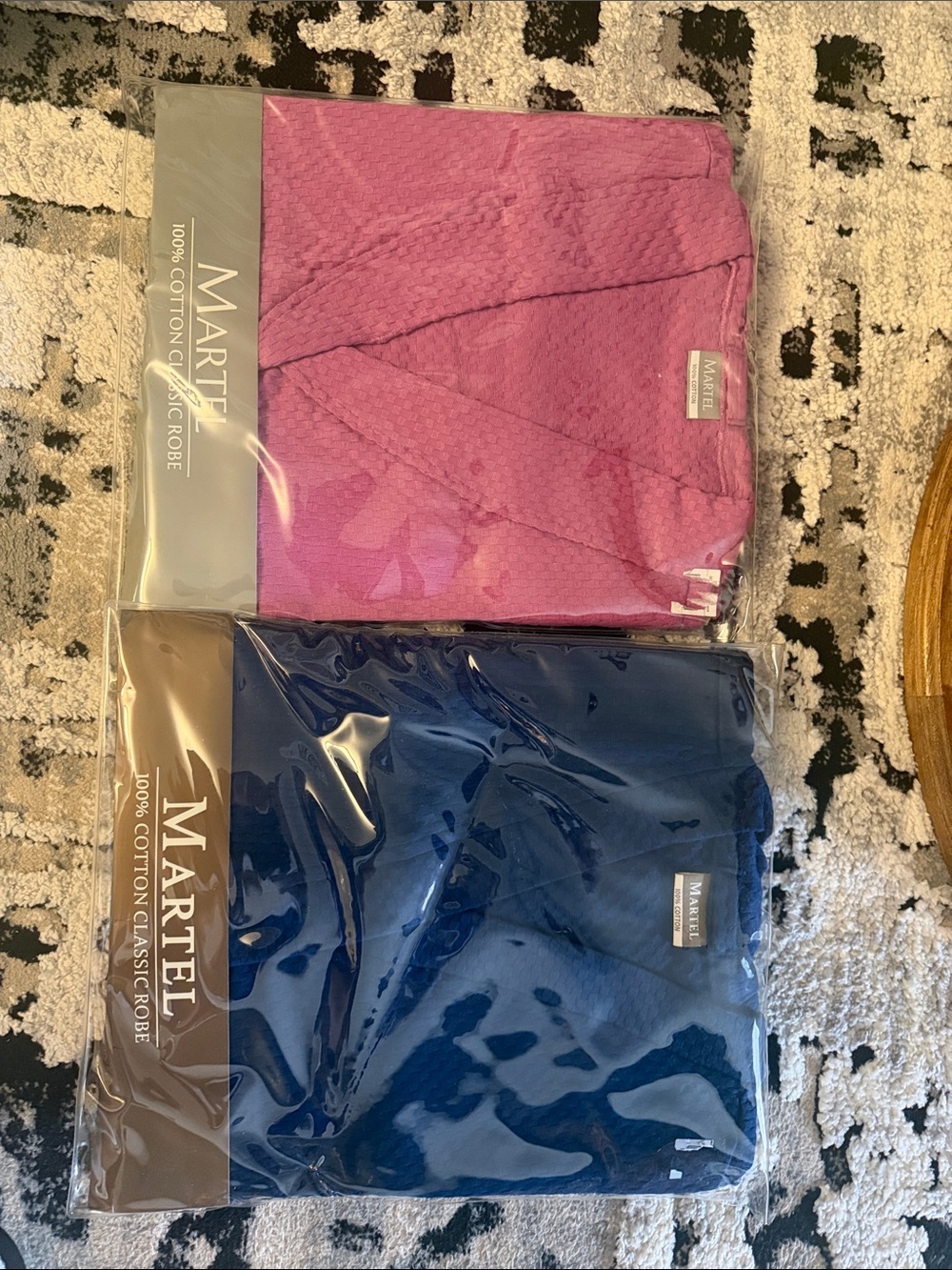 Martel Cotton Classic Robe - HIS & HERS Pink & Navy